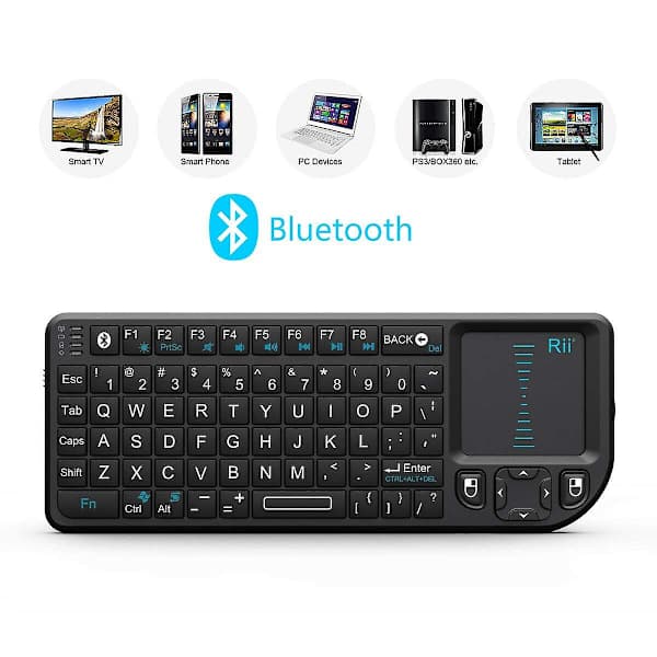 K02+ Trådløs Bluetooth med Laser Rii Mini Tastatur Touchpad Mus til PC Bærbar