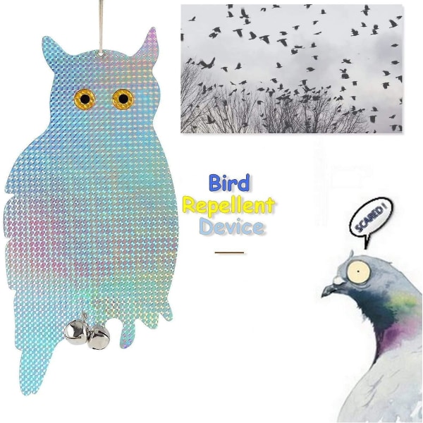 Reflekterande Owl Bird Repellent med elektronisk skadedjursbekämpningsklocka - Blå