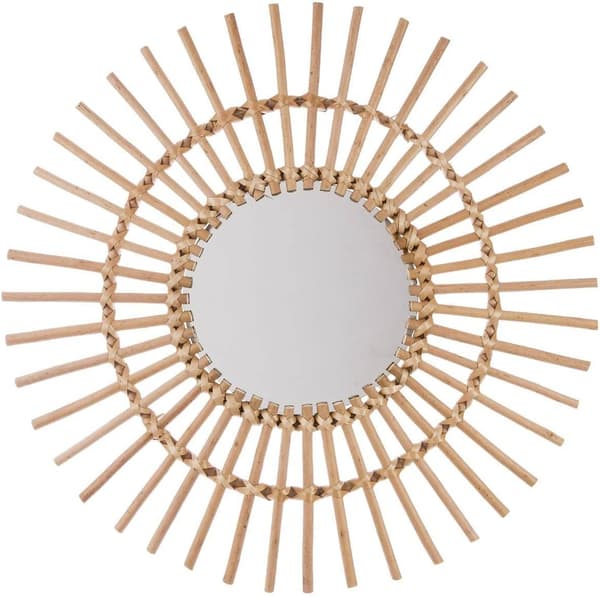 Beige hengende nattbordsspeil med låser Diameter 28 cm
