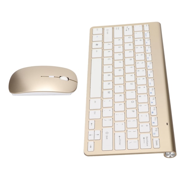 Tangentbord Mus Set 2.4G trådlöst 78 nycklar USB Tunna Etsade Keycaps Ergonomi Mute Button Datortangentbord Mus Guld