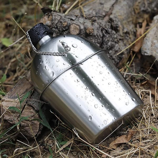 Militær vandflaskesæt 2 stk. 1000 ml 600 ml rustfrit stål militær