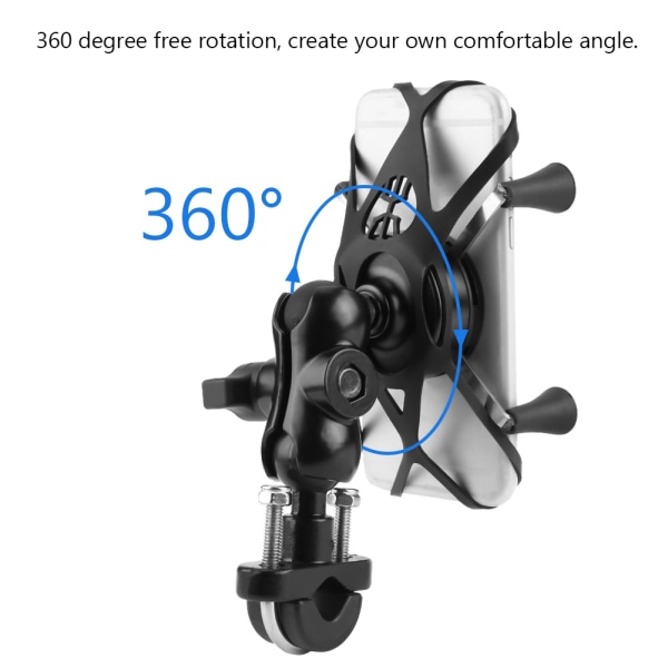 Moottoripyörän matkapuhelintuki 360 astetta kääntyvä alumiiniseoksesta valmistettu puhelinteline