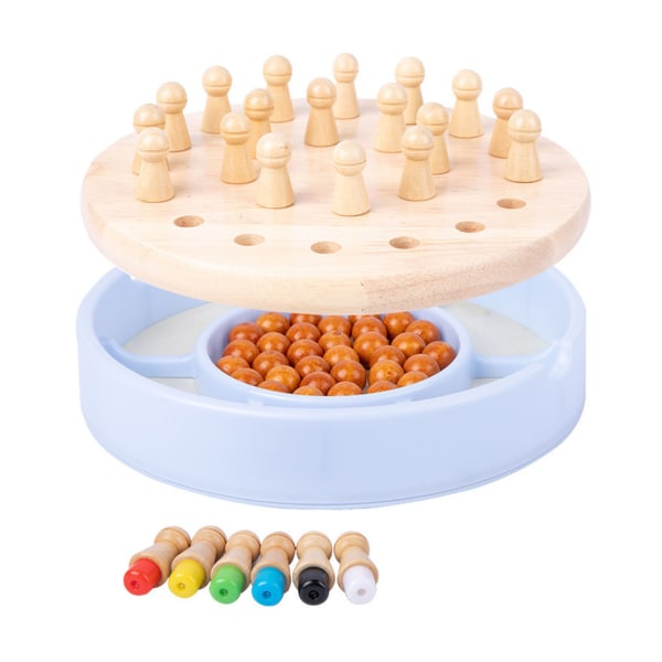 Memory Match Stick Chess Puinen Väri Muistitaulu Varhaiskasvatuksen Intelligence Logic Development Lelu 2 in 1