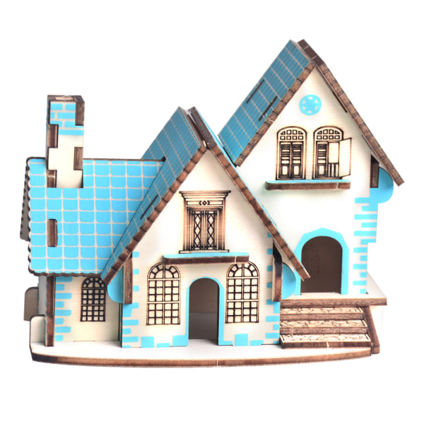 3D Puslespil Træ Villa Hus Bygning Model Kid Barn Stiksav DIY Craft pædagogisk legetøj