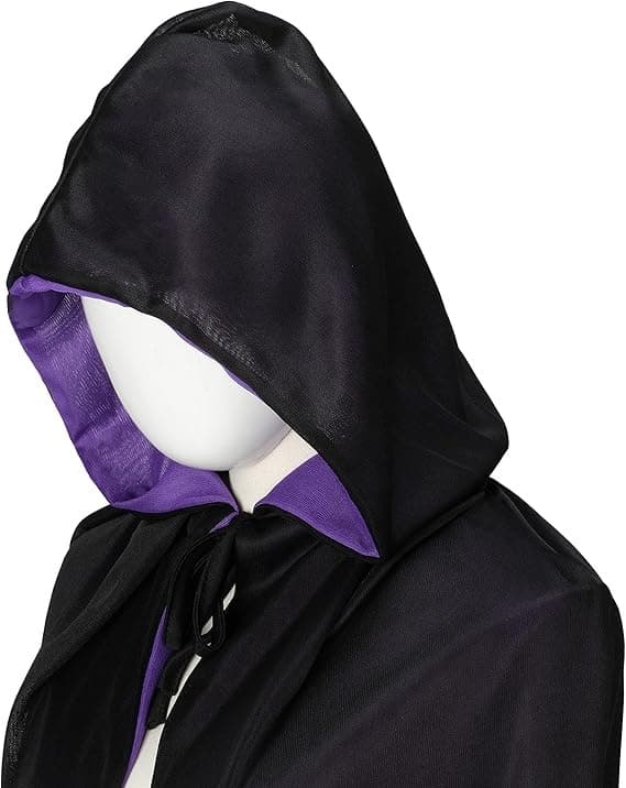 Vendbar Kappe til Kvinder, Ståkravekappe til Børn, Sort og Rød Hættekappe, Lilla Kappe, Halloween Julekostume Sort Lilla
