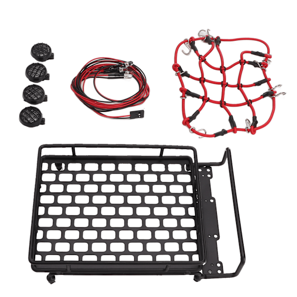 RC takräcke Högsimulerad lättvikt RC bilbagageställ med LED-lampor för 1/10 1/12 1/14 RC bilar rund lampa