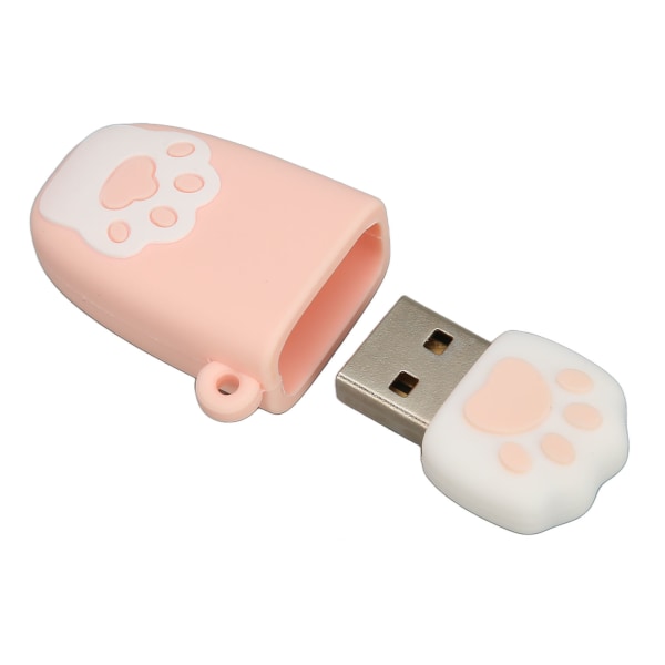 U Disk USB2.0 Hot Swap Cat Paw Shape Tegneseriestil Bærbar vibrasjonsbestandig Flash Drive for Win for OS X Pink 64G