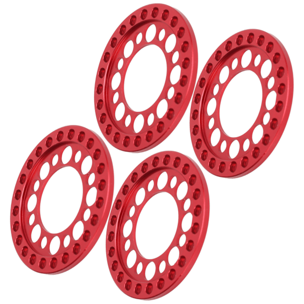 4 kpl RC-vanteiden Beadlock-renkaat, vanteenvaihtorenkaat Axial SCX10 90046:lle, Traxxas TRX4 1/10 RC-autolle, punainen