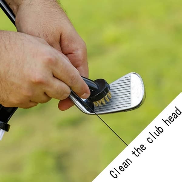 Golfmailan puhdistusharja, golfmailan puhdistusharja pyöreällä päällä, golfvaruste karabiinilla helppoa ripustamista varten golfbägiin