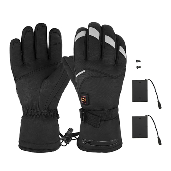 2 PCS Heated Gloves 3 Gears Adjustment Touchscreen Electric Heating Gloves Winter Thermal Gloves Black XL