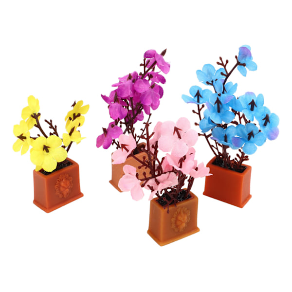 4 stk. dukkehusplanter 1 12 skala miniature bonsai mini potteplante blomstermodel lille ornament