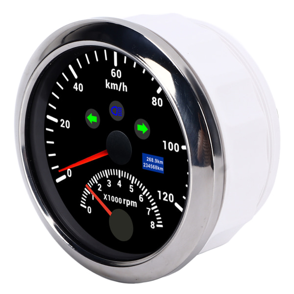 85 mm 120 km/t GPS Speedometer 0-8000 rpm Turteller Måler LCD Rød bakgrunnsbelysning for bilbåt Yacht RV Truck Black
