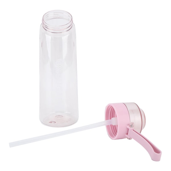 Doftande vattenflaska 650 ml Pop Up-lock Transparent Bärbar utomhus Sport Doft Vattenkopp med sugrör Rosa