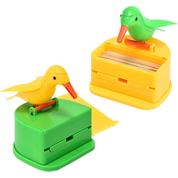 Automatisk fågeltandpetarehållare - Utsökt och söt köksinredning - Set med 2 (gul/grön)