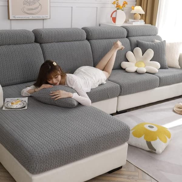 Sittedeksel til sofapute - Universal Stretch Sofatrekk Sofaputedeksel L-Form, Mykt Sittedeksel til sofa Sofachaisetrekk