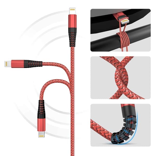 iPhone-opladerkabel, Lightning-kabel 3-pak 2M iPhone-oplader Flied kompatibel med iPhone 12/11/Pro/Xs Max/X/8/7/Plus/6/SE/5S iPad og