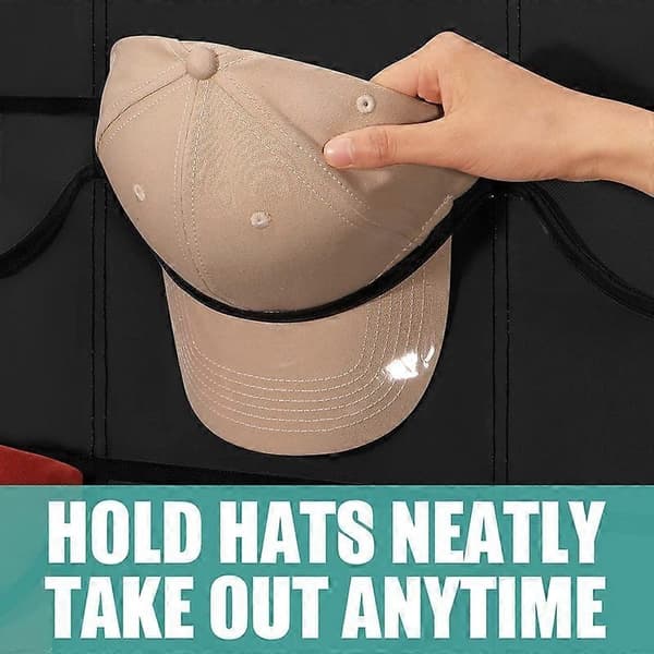 Hat Rack for Baseball Caps, 27 Pockets, Hanging Over the Door