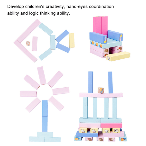 51 st Trästapling Brädspel Byggklossar Pedagogisk leksak för barn Staplingsspel för små djur