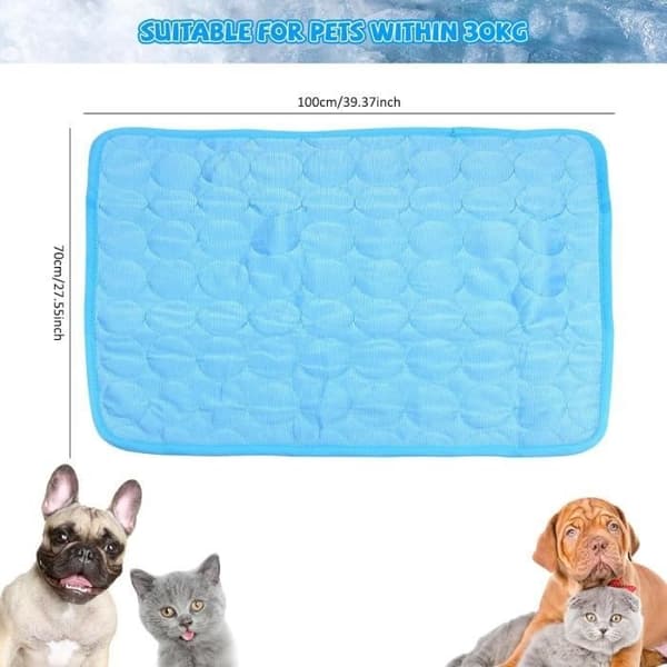 Kølemåtte - Giftfri - 100 x 70 cm - Til hunde og katte - Stor sommer-kølemåtte