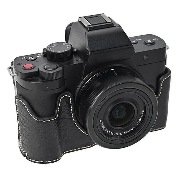 For Panasonic Lumix G100K Camera Bag with Shoulder Strap Large Cutout Litchi Texture PU Protective