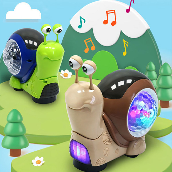 Kravlende snegle babylegetøj med musiklys Universal Interactive Electric Walking Tummy Time Sneglelegetøj til Baby Toddler Brun Brown