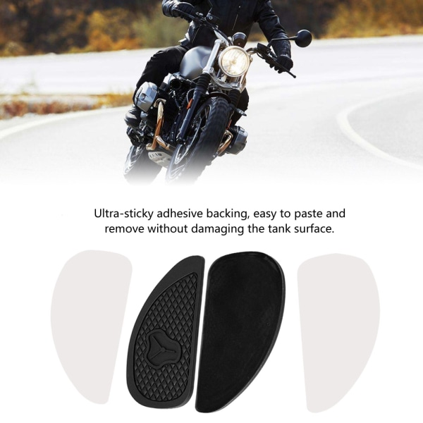 2 stk Anti-Slip Traction Pad Gas Brændstof Tank Stickers Protector til Retro Motorcykel (Sort)