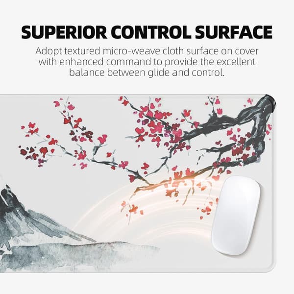 Japansk Sakura Hvit Musematte (80 x 30 x 0,3 cm) Ekstra Stor Musematte Skrivebordsmatte style 2
