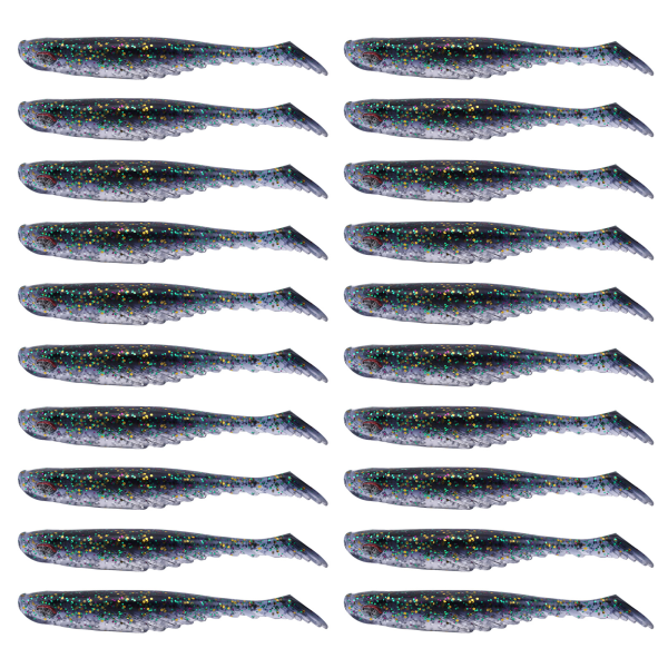 20 stk kunstig simulering silikon fiske lokke mykt agn T hale myk orm tilbehørGlitter svart