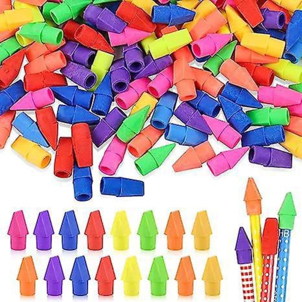 Hat Pencil Top Erasers - Paket med 100 skolmaterial för lärare och barn