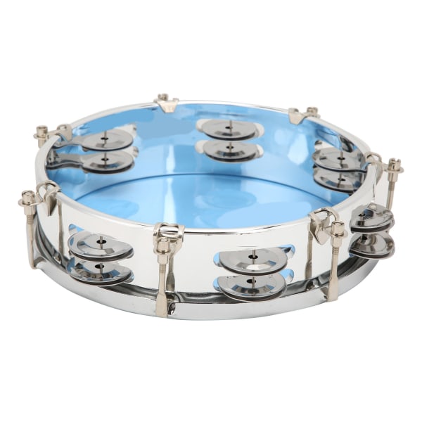 MBAT Tambourine Justerbar Tone Dubbelrad Jingle Bells Handhållna trummor Slagverksinstrument 8inBlue