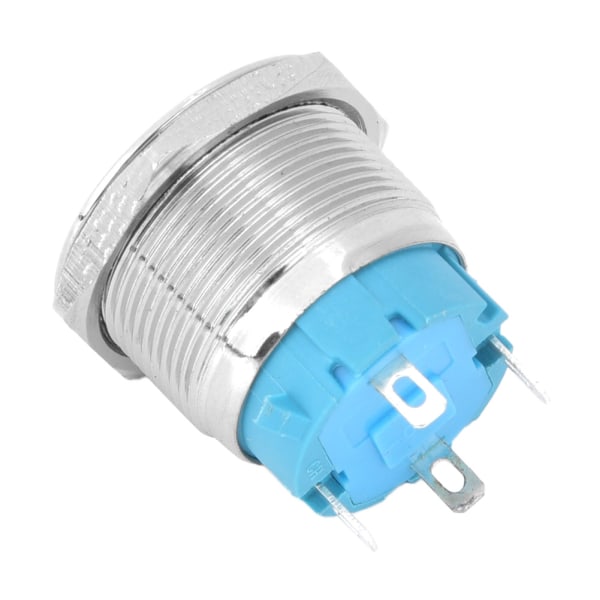 IP65 220VAC 22mm 4-pins blå LED selvtilbakestilling flatt hode trykkknappbryter (2 stk)