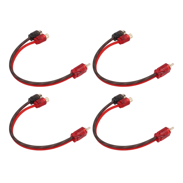 4 pakker RCA-kabel 1 han til 2 kvindelig bilstereo Y splitterkabel til bilhøjttalersystem