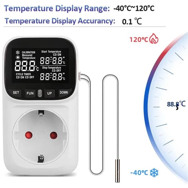 Europæisk stik termometer digital temperaturregulator stik husholdningstermostat sensorstik med timer (EU-stik)