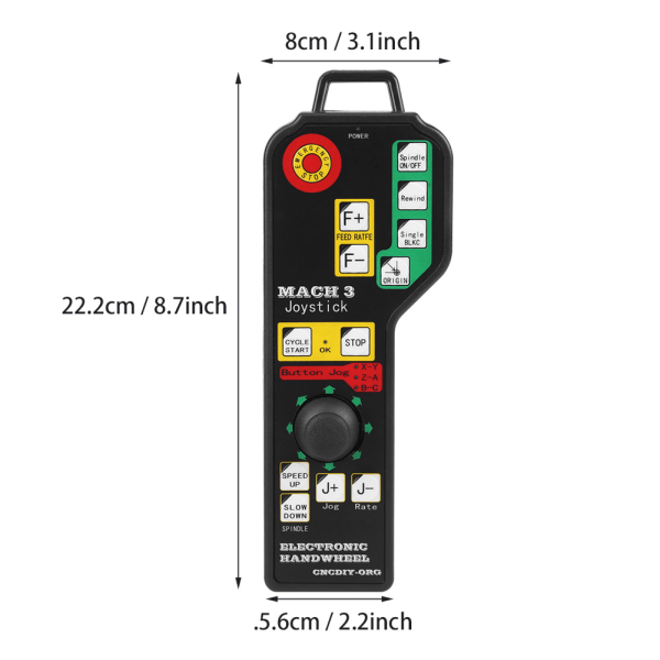 6-axlig CNC-graveringsmaskin handkontroll med USB kontakt - Mach3-kompatibel (slumpmässig knappfärg)