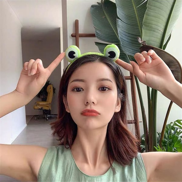 Kvinder Dyrehårtilbehør Frog Makeup Pandebånd Bredskygget elastiske hårbånd til vask af makeup