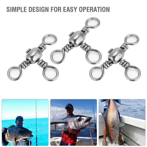 20 stk. Holdbare Fleksible Trevejs Rullesvirvler Triple Swivel Fiskekonnektorer (3#)