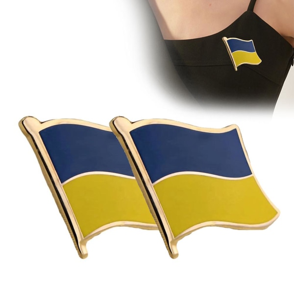 2 pakke 2022 Ukraina Flagg Lapel Pin Merker Ukraina Viftende Flagg Pins Metall Flagg Merk Pins Brosje Suvenir