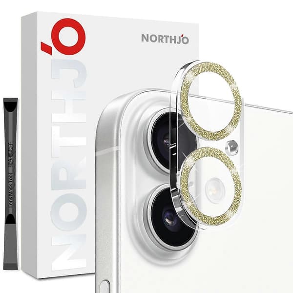 NORTHJO Camera Lens Protector for iPhone 17, Glitter Bling Circles, Tempered Glass HD Clear 3D Full Co
