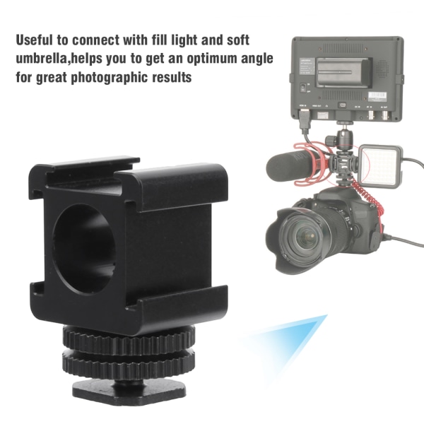 Metalkamera Tri Hot Shoe Mount Adapter til mikrofon LED Video Light Monitor