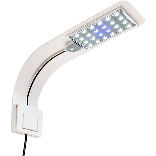 Mini akvariumklipslys med 24 hvite og blå LED-er - Ultratynn LED-lampe for 30-40 cm akvarier (10 W, hvit)