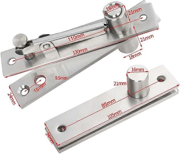 Rotating Hinge, Door Pivot Hinge, Concealed Pivot, Up and Down Pivot Door Hinge, Stainless Steel (Silver)