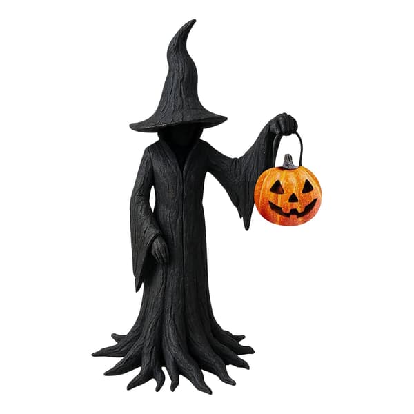 Heksefigur til Halloween, heksefigur med en spand