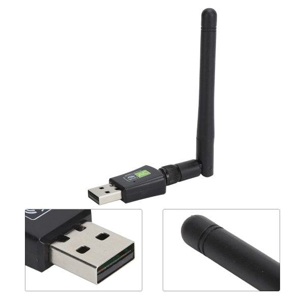 USB Wifi-sovitin Vastaanotin Antenni Ethernet 600Mbps 2.4Ghz5Ghz Langaton verkkokortti Musta