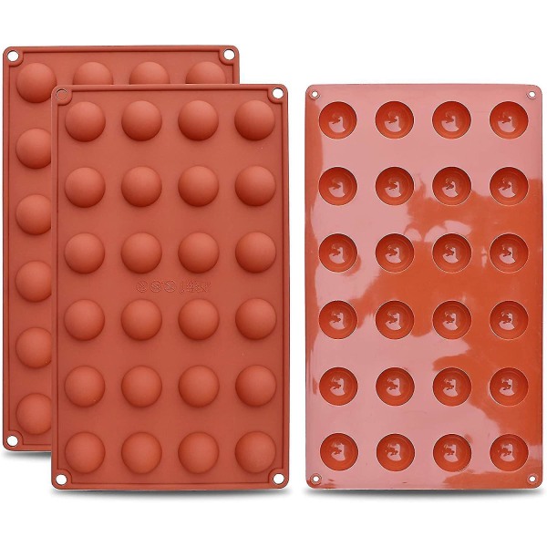 3 Pack Mini 24-onteloinen puolipallomainen silikoni molds suklaalle, kakulle, hyytelölle, kupulle, mousselle