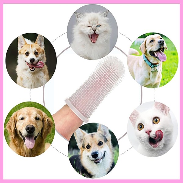 Mjuk silikon Pet Finger Tandborste Tandrengöringsmedel Hund Katt Tandrengöringsborste