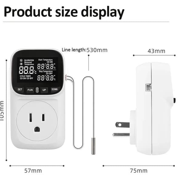 Europæisk stik termometer digital temperaturregulator stik husholdningstermostat sensorstik med timer (EU-stik)