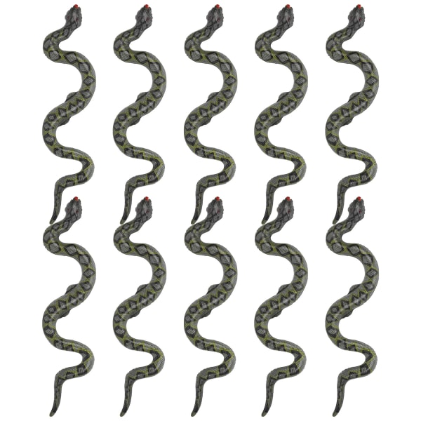 10 stk oppblåsbare slanger Leketøy Skremmende slange for hagegård svømmebasseng festtilbehør