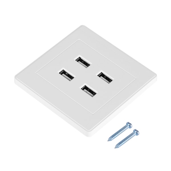 4 USB-porte DC 5V hjemmekontor Elektrisk vægmonteret strømstik Opladerudtag (110~250V)