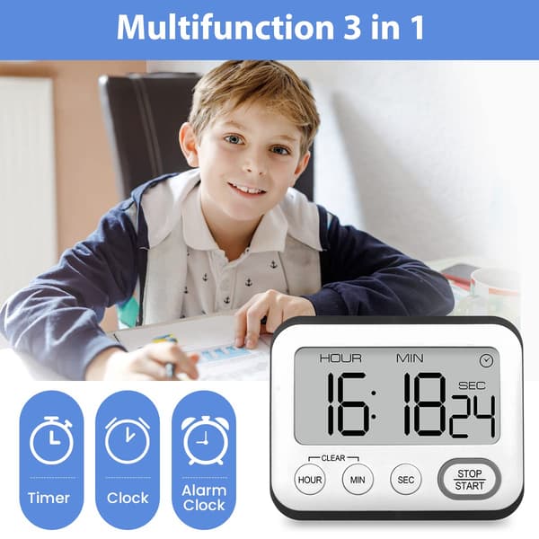 Digital kökstimer multifunktionell, matlagningstimer magnetisk nedräkning uppräkningstimer med stor LCD-display för matlagning fitness bakning studier