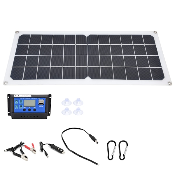 10W Solar Panel Charger Kit with 60A Controller Dual USB Female Ports for RVs Boats Planes Satellites